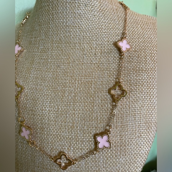 Elegant Gold and Pink Floral Necklace - Picture 4 of 7